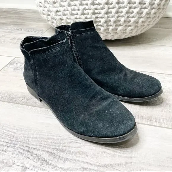 Steve Madden Rimas Suede Low Heel Ankle Booties Black Size 8.5 - Picture 5 of 10